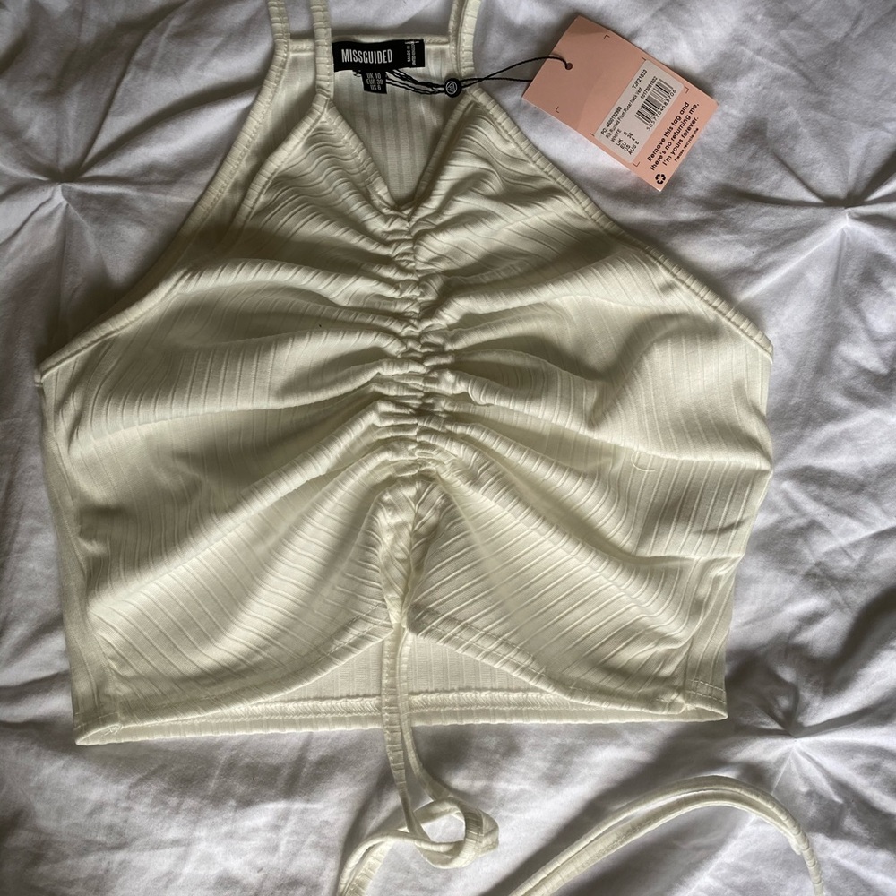 Missguided Ruched Racerback Crop Top size Medium - Picture 5 of 6